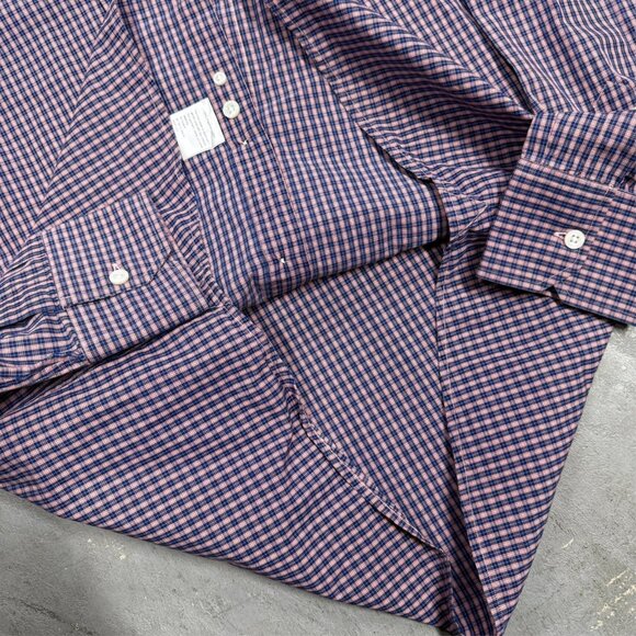 Spier & Mackay Dress Shirt Purple Check Long Sleeve Button Down Cotton 16 Large - Picture 9 of 12